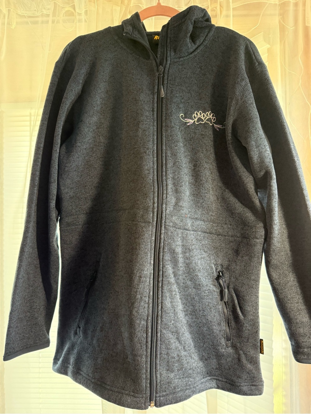 Paw Print Zip-Up Hooded Fleece Jacket